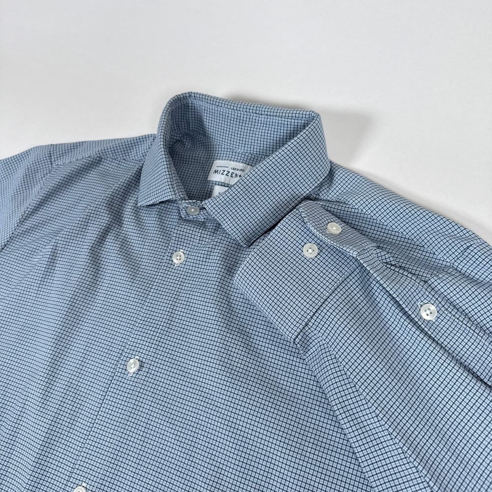 Mizzen+Main Shirt Mens XL Blue Check Stretch Leeward Performance Business